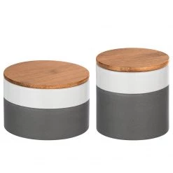 WENKO Boîtes Malta (2 éléments) - Céramique / Bambou - Multicolore