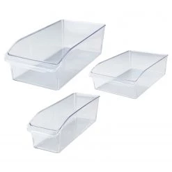 WENKO Rangements pour frigo Aga (3 éléments) - Matière plastique (PET) - Transparent