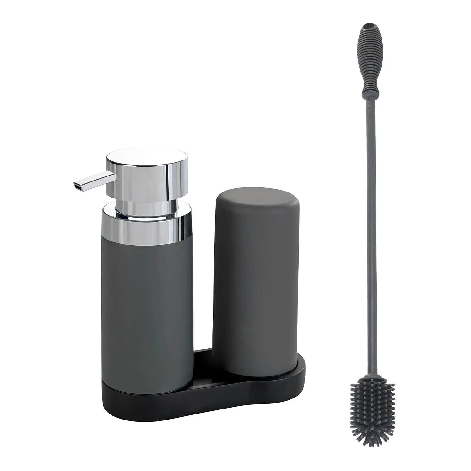 WENKO Set pour vaisselle Arzon (2éléments) - Polyrésine / Silicone - Gris