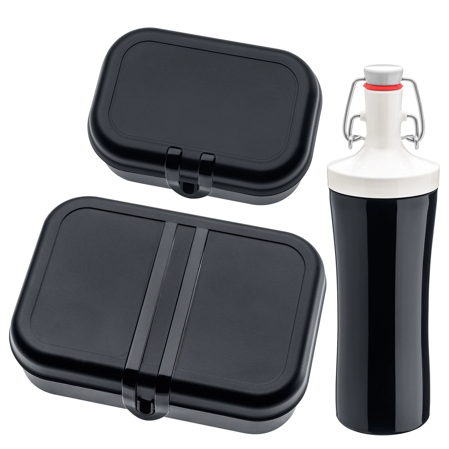 Koziol Lunchbox TO GO (3 éléments) - Matière plastique - Noir