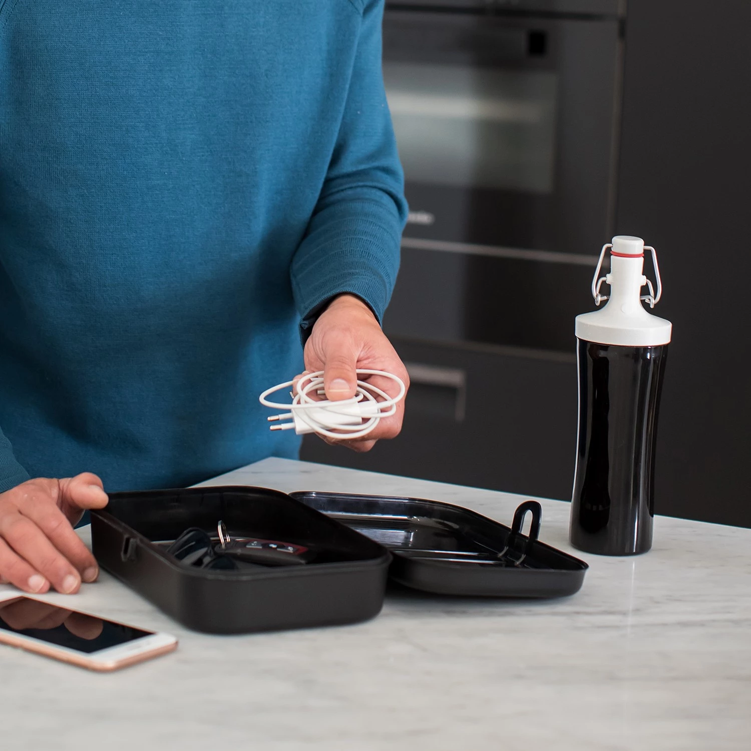 Koziol Lunchbox TO GO (3 éléments) - Matière plastique - Noir – Image 3