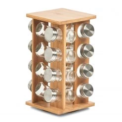 Zeller Carrousel à épices Geniez - Verre transparent - Naturel - 18 cm x 18 cm x 30 cm<br>Pot : Ø 4,2 cm x 9,5 cm