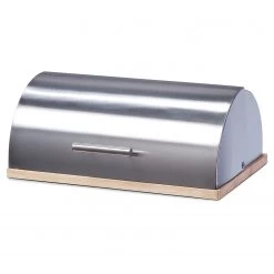 Zeller Huche à pain Zobi - Hévéa - Argenté - 39,5 cm x 28 cm x 16 cm