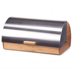 Zeller Huche à pain Wollin - Bambou - Argenté - 39 cm x 25,5 cm x 18,5 cm