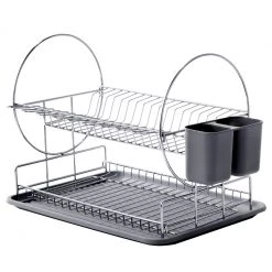 Zeller Égouttoir à vaisselle Chip - Métal - Gris - 48,5 cm x 32,5 cm x 32,5 cm