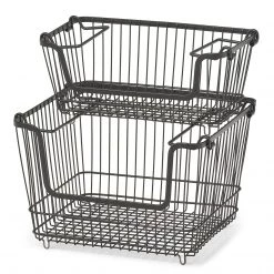 Zeller Paniers Omeri - Métal - Noir - 33 cm x 27 cm x 21,5 cm