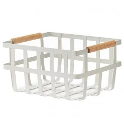 Zeller Panier de rangement Agueada - Métal - Blanc - 25 cm x 31,5 cm x 17 cm