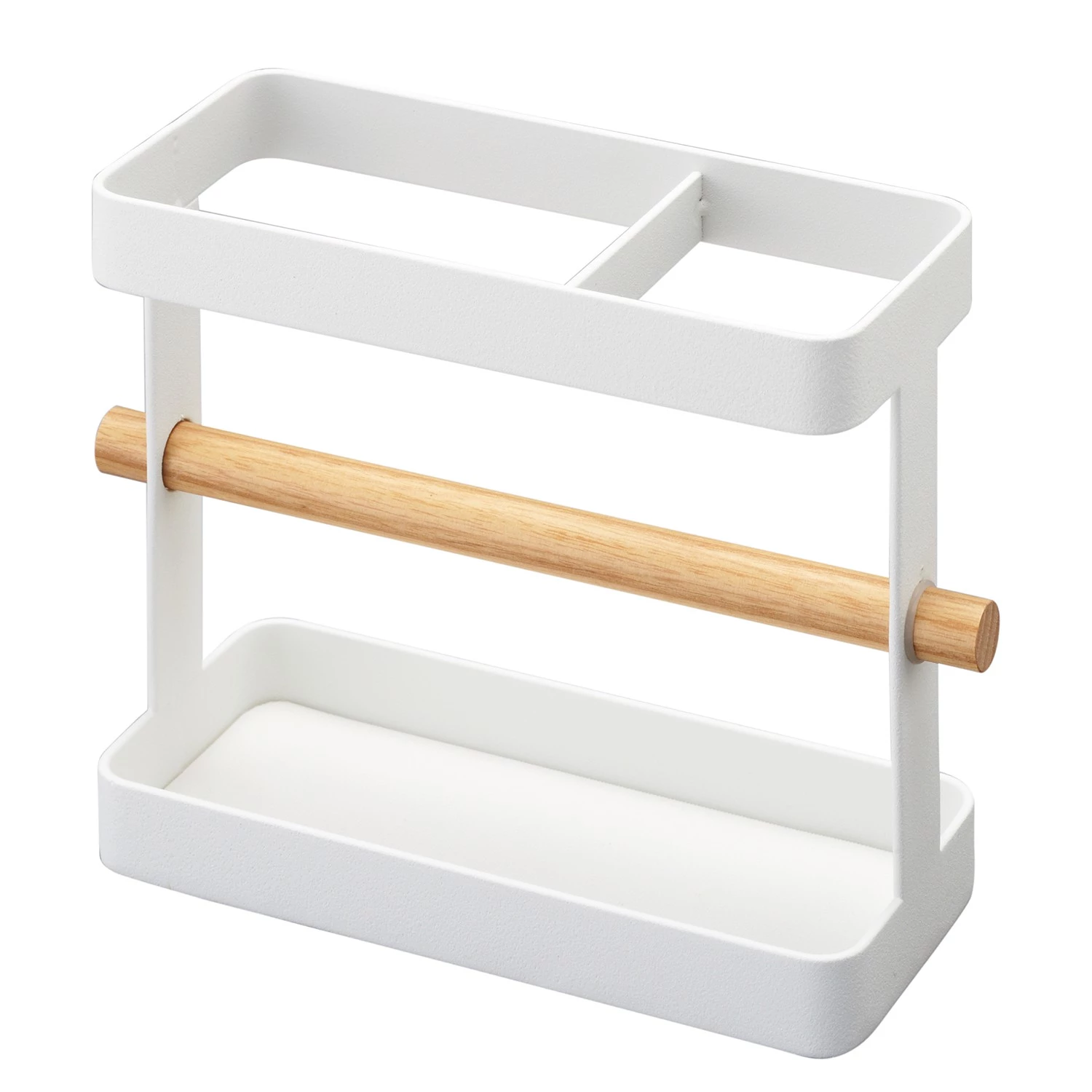 Yamazaki Pot à ustensiles Tosca - Acier / Frêne - Blanc