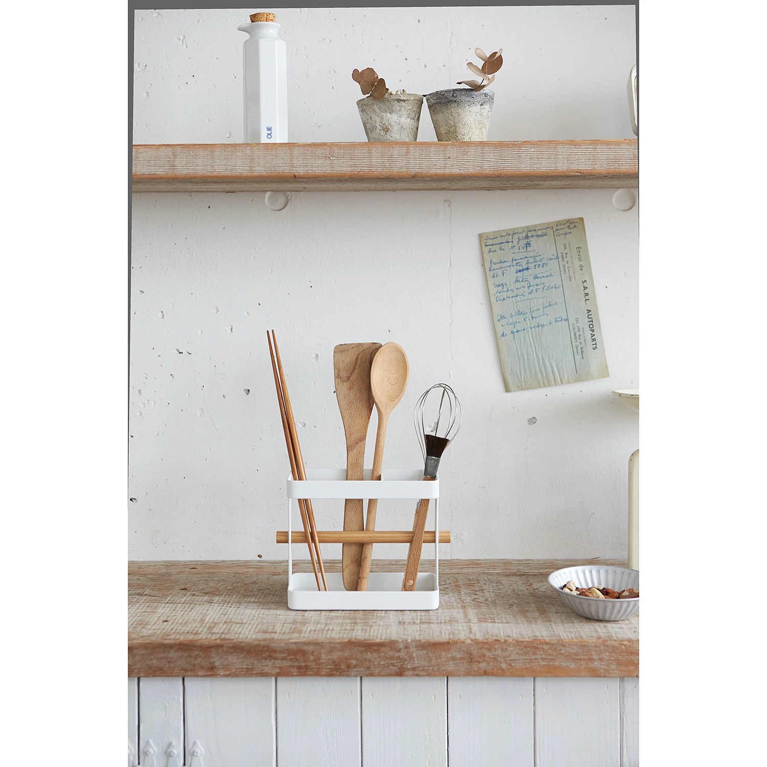 Yamazaki Pot à ustensiles Tosca - Acier / Frêne - Blanc – Image 2