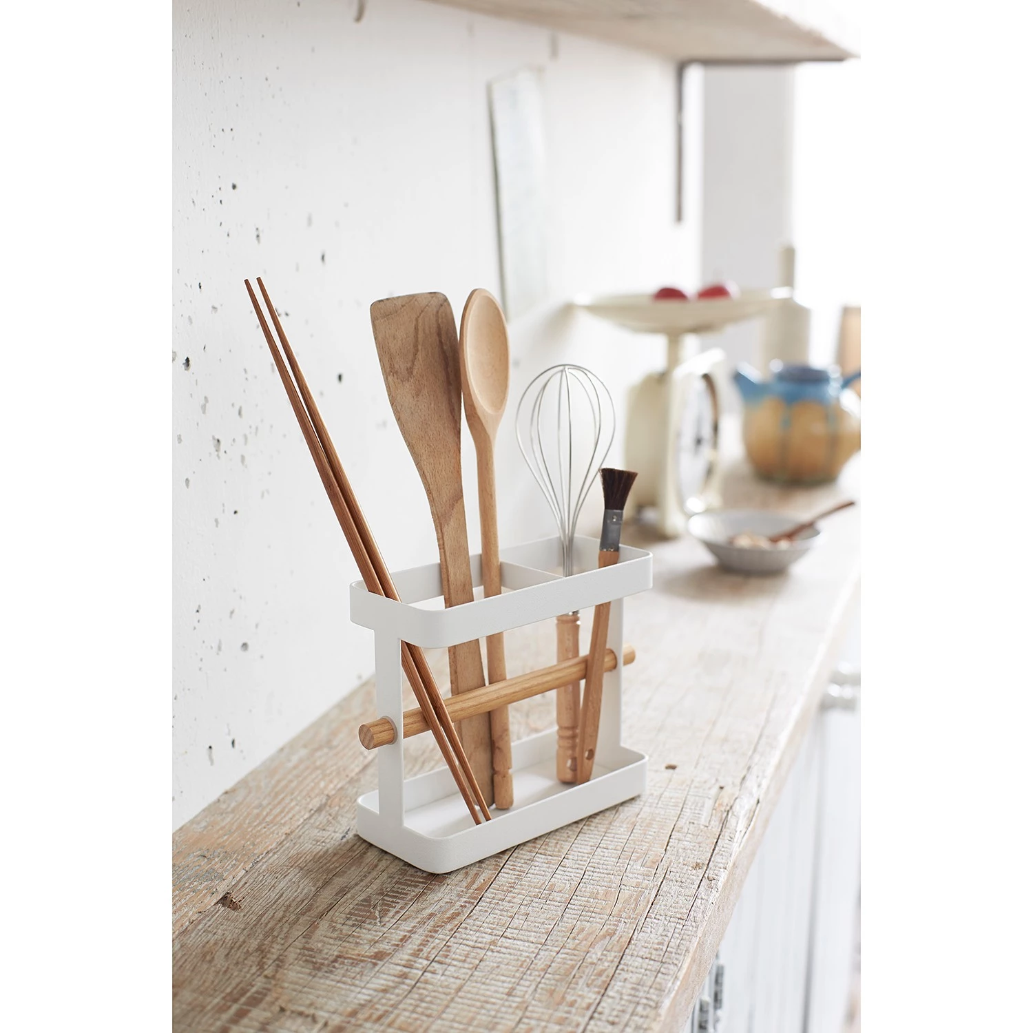 Yamazaki Pot à ustensiles Tosca - Acier / Frêne - Blanc – Image 3