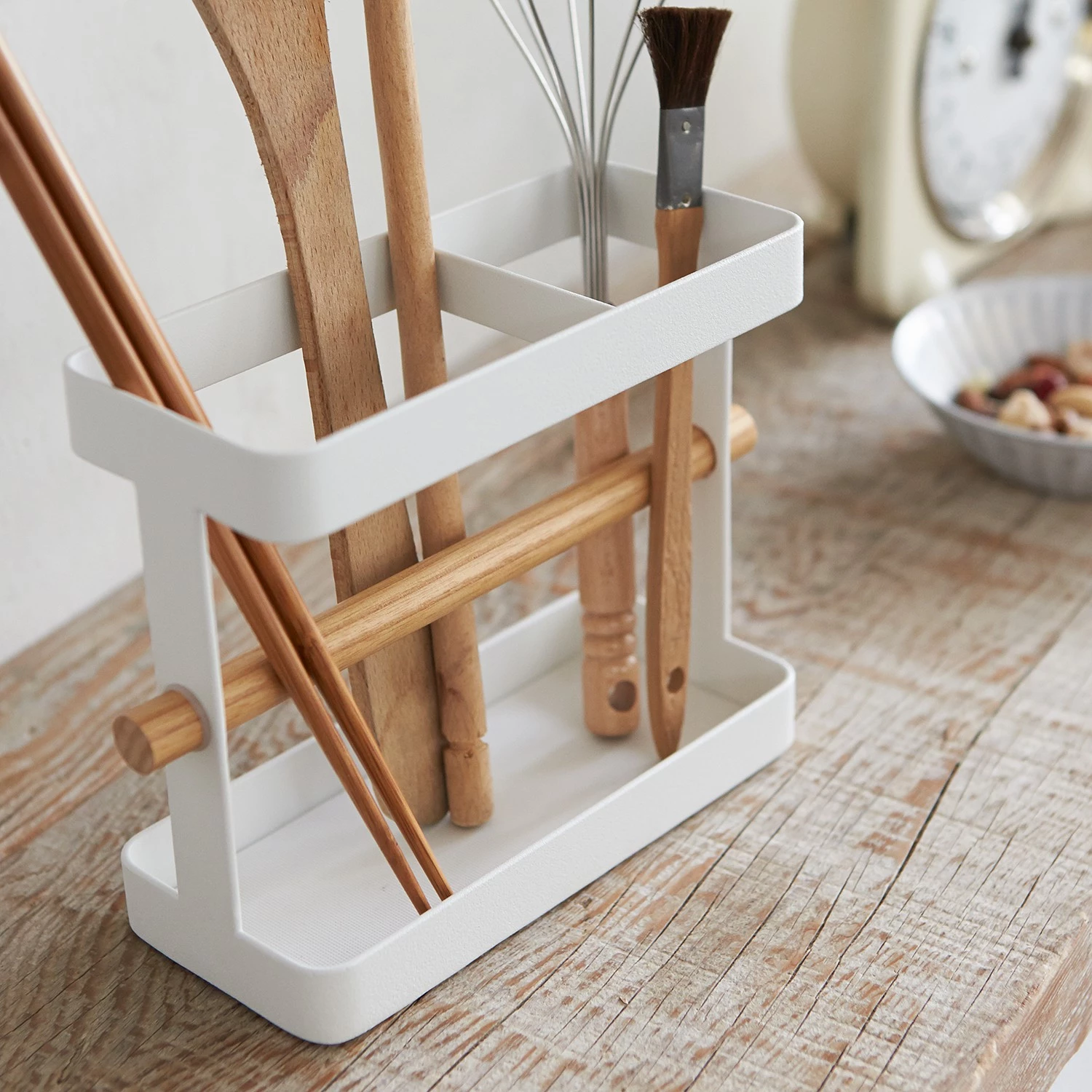 Yamazaki Pot à ustensiles Tosca - Acier / Frêne - Blanc – Image 5