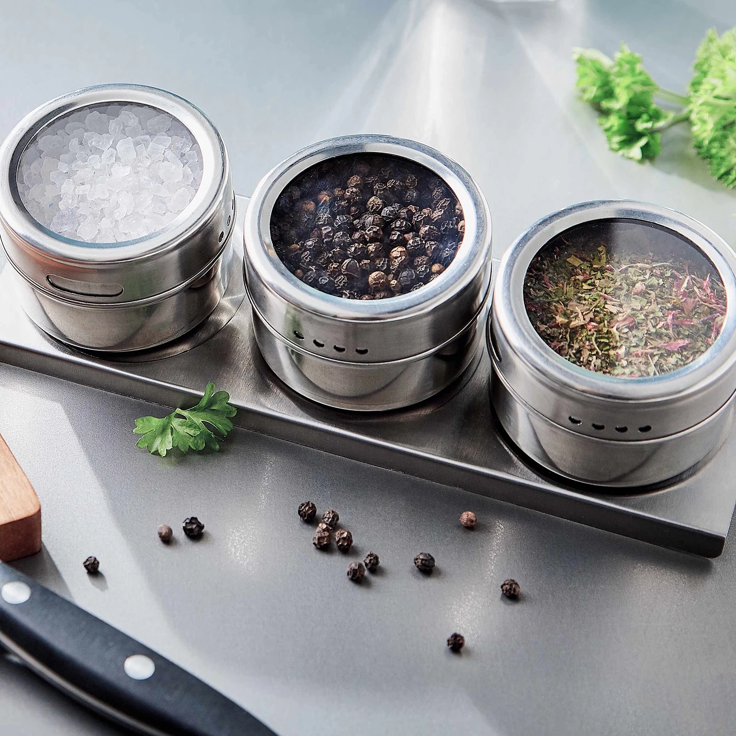 Butlers Boîtes à épices SPICE GUYS (4 éléments) - Acier inoxydable - Argenté – Image 3